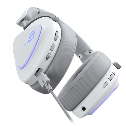 ASUS ROG Delta II White kabelloses RGB Gaming Headset (SpeedNova, Bluetooth, 2,4 GHz, 3,5-mm-Anschluss, 10 mm Super-Breitband-Boom-Mikrofon, DualFlow Audio, 110h Akkulaufzeit, Aura Sync, weiÃŸ) Bild 4