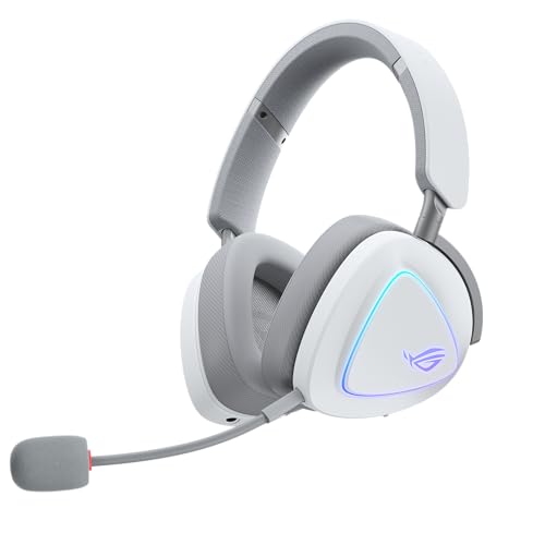 ASUS ROG Delta II White kabelloses RGB Gaming Headset (SpeedNova, Bluetooth, 2,4 GHz, 3,5-mm-Anschluss, 10 mm Super-Breitband-Boom-Mikrofon, DualFlow Audio, 110h Akkulaufzeit, Aura Sync, weiÃŸ) Bild 5