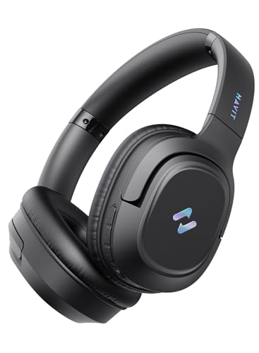 Havit Kopfhörer mit aktiver Geräuschunterdrückung, kabellose Over-Ear-Bluetooth-Kopfhörer mit 60 ms Spielmodus mit geringer Latenz, 50 Stunden Spielzeit, faltbare Overhead-Kopfhörer mit tiefem Bass, B Bild 1