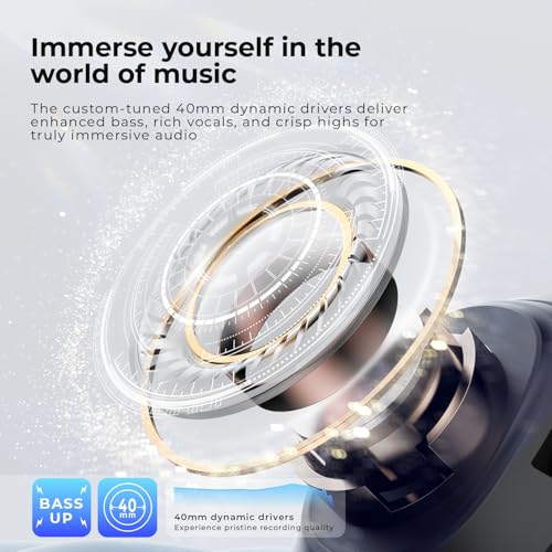 Havit Kopfhörer mit aktiver Geräuschunterdrückung, kabellose Over-Ear-Bluetooth-Kopfhörer mit 60 ms Spielmodus mit geringer Latenz, 50 Stunden Spielzeit, faltbare Overhead-Kopfhörer mit tiefem Bass, B Bild 2