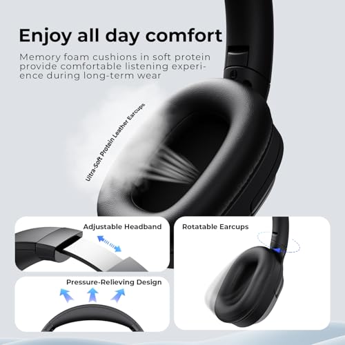Havit Kopfhörer mit aktiver Geräuschunterdrückung, kabellose Over-Ear-Bluetooth-Kopfhörer mit 60 ms Spielmodus mit geringer Latenz, 50 Stunden Spielzeit, faltbare Overhead-Kopfhörer mit tiefem Bass, B Bild 4