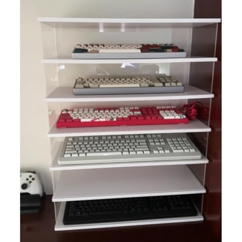 Acryl-Tastaturständer mit staubdichter Aufbewahrungsbox für Gaming-Tastatur und Maus, 6-stöckiger Display-Ständer für Büro, Zuhause und Schule Bild 4
