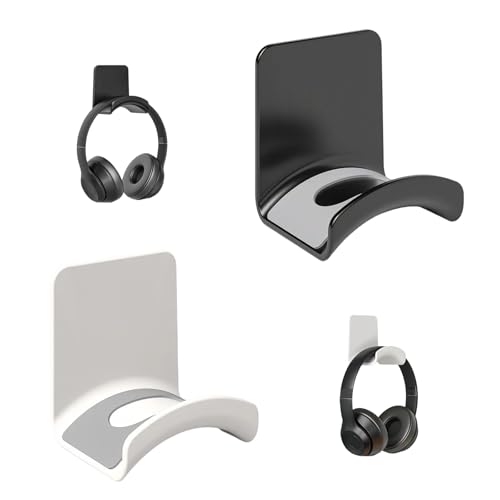 Headset Halterung 2 Stücke Universal Kopfhörerhalter, Selbstklebender Gaming Kopfhörerständer für die Meisten Gaming Kopfhörer (Bianco Nero) Bild 1