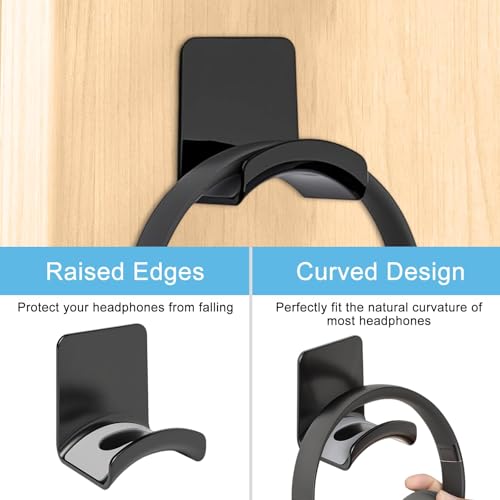 Headset Halterung 2 Stücke Universal Kopfhörerhalter, Selbstklebender Gaming Kopfhörerständer für die Meisten Gaming Kopfhörer (Bianco Nero) Bild 3
