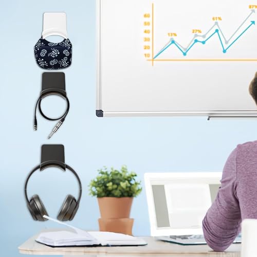 Headset Halterung 2 Stücke Universal Kopfhörerhalter, Selbstklebender Gaming Kopfhörerständer für die Meisten Gaming Kopfhörer (Bianco Nero) Bild 5