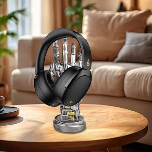 Cyberpunk Kopfhörerstände, Gaming Headset Halterung und Controller Ständer, Futuristisches Harzdesign in Metalloptik, Gamer Zubehör für Schreibtischorganisation Bild 4
