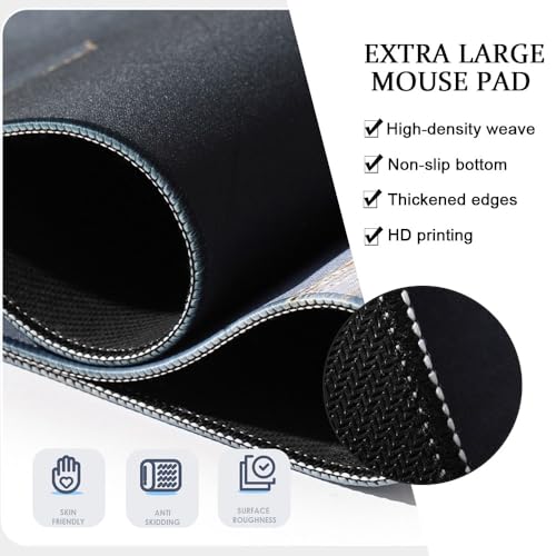 Surwin Gaming Mauspad Groß Multifunktionales Office Mousepad, Laptop Schreibunterlage, Mauspads mit Raumschiff Motiv, für kabellose Maus, Computerbüro (Traum,300x600mm) Bild 3