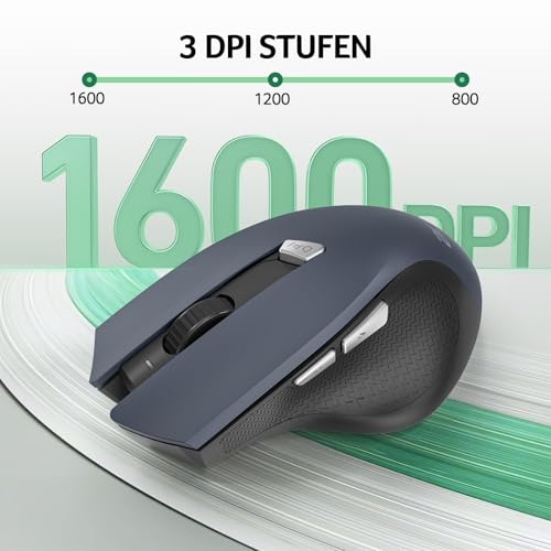 acer Maus Kabellos, 2.4GHz 1600 DPI Funkmaus, 3 Einstellbare DPI Wireless Mouse mit 6 Tasten, Batteriebetriebene Kabellose Maus für Laptop, PC und MacBook, Empfohlen für Rechtshänder Bild 3