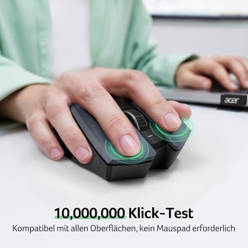 acer Maus Kabellos, 2.4GHz 1600 DPI Funkmaus, 3 Einstellbare DPI Wireless Mouse mit 6 Tasten, Batteriebetriebene Kabellose Maus für Laptop, PC und MacBook, Empfohlen für Rechtshänder Bild 5