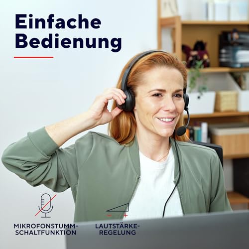 Trust Roha II USB Headset mit Mikrofon On-Ear, Noise Cancelling ENC Mikrofon, Leichtes Design, Kopfhörer mit Kabel 1,80m, 85% Recyclingkunststoff, Headphones USB-C für Office Teams Zoom, Schwarz Bild 7