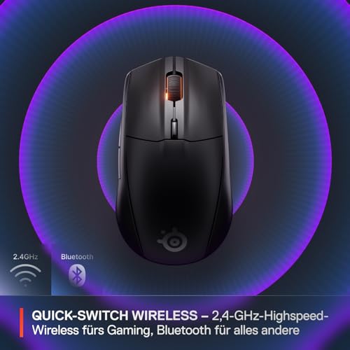SteelSeries Rival 3 Wireless Gen 2 Gaming-Maus – 2,4 GHz und Bluetooth – 18.000 DPI TrueMove Air-Optiksensor – 60 Mio. Klicks garantiert – Ultraleicht – PTFE-Gleitfüße - Schwarz Bild 3