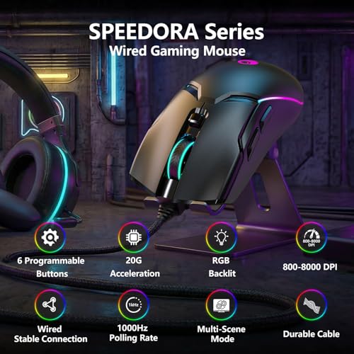 XT13 RGB-Gaming-Maus, alle Tasten sind bearbeitbar, 12 Hintergrundbeleuchtungsmodi, 8000 DPI, kabelgebundene optische Maus, Software unterstützt DIY-Tastenbindungstaste Bild 2