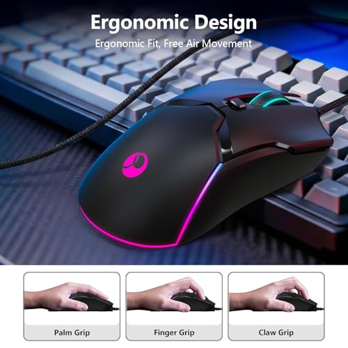 XT13 RGB-Gaming-Maus, alle Tasten sind bearbeitbar, 12 Hintergrundbeleuchtungsmodi, 8000 DPI, kabelgebundene optische Maus, Software unterstützt DIY-Tastenbindungstaste Bild 6