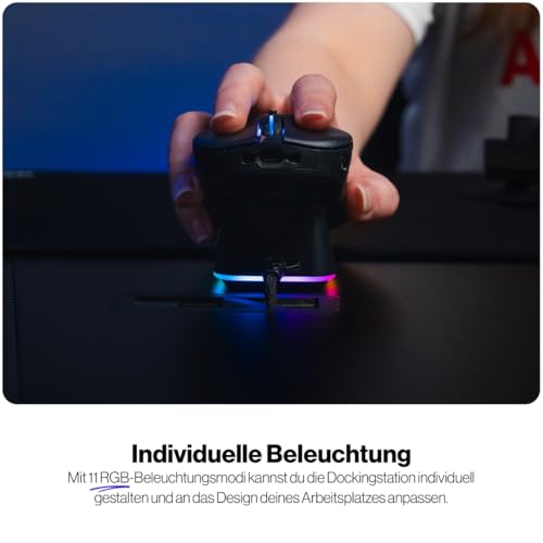 ENDORFY Maus Ladestation Mouse Dock Kompatibel LIV Wireless Gaming Maus, Magnetische Aufladung, RGB Lichter, USB für 2.4 GHz Dongle Bild 3