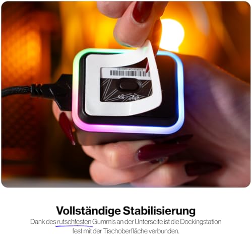 ENDORFY Maus Ladestation Mouse Dock Kompatibel LIV Wireless Gaming Maus, Magnetische Aufladung, RGB Lichter, USB für 2.4 GHz Dongle Bild 4