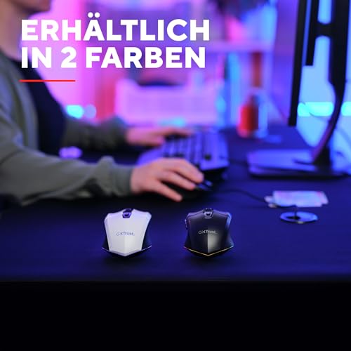 GXTrust 1108W Vylax Wiederaufladbare Kabellose Gaming Maus, 80 Stunden Akkulaufzeit, Verstaubarer USB Empfänger, 800-4800 DPI, LED Beleuchtung, 6 Tasten, Wireless Mouse für PC Laptop, Weiß Bild 6