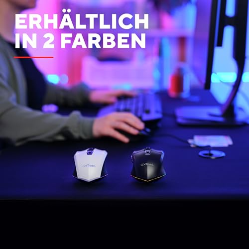 GXTrust 1108 Vylax Wiederaufladbare Kabellose Gaming Maus, 80 Stunden Akkulaufzeit, Verstaubarer USB Empfänger, 800-4800 DPI, LED Beleuchtung, 6 Tasten, Wireless Mouse für PC Laptop, Schwarz Bild 6