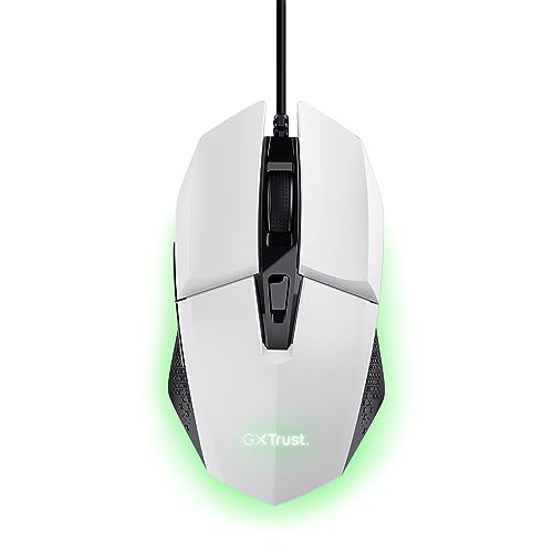 GXTrust 1109W Vylax Gaming Maus mit 6 Programmierbare Tasten, Mehrfarbige LED Beleuchtung, 200-6400 DPI, USB Kabel 150 cm, PC Maus mit Integrierte Software für Computer Laptop, Weiß Bild 1