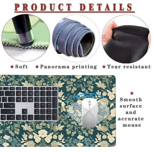 Mauspad XXL 1400x800x4mm Wasserdicht Schreibtischunterlage rutschfeste Speed Gaming Mousepad Garden (2) Groß Desk Mouse Mat Maus Pad, Schreibtisch Unterlage Deko für PC, MacBook, Laptop, Home Office Bild 4