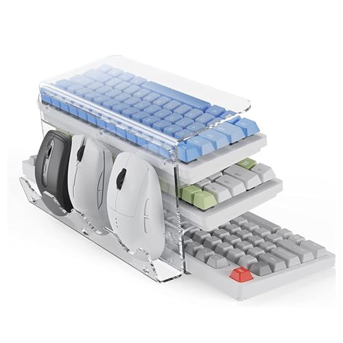 Tastatur Maus Halter 3 Ebenen – Vertikaler Aufbewahrungsständer für PS5/Xbox Controller & Zubehör – Gaming Organizer für Schreibtisch, Sammler & Gaming Zimmer,Transparent Bild 2