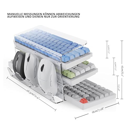 Tastatur Maus Halter 3 Ebenen – Vertikaler Aufbewahrungsständer für PS5/Xbox Controller & Zubehör – Gaming Organizer für Schreibtisch, Sammler & Gaming Zimmer,Transparent Bild 3