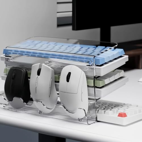 Tastatur Maus Halter 3 Ebenen – Vertikaler Aufbewahrungsständer für PS5/Xbox Controller & Zubehör – Gaming Organizer für Schreibtisch, Sammler & Gaming Zimmer,Transparent Bild 4