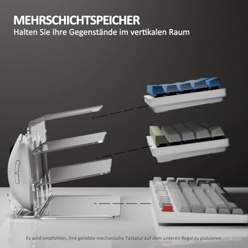 Tastatur Maus Halter 3 Ebenen – Vertikaler Aufbewahrungsständer für PS5/Xbox Controller & Zubehör – Gaming Organizer für Schreibtisch, Sammler & Gaming Zimmer,Transparent Bild 6