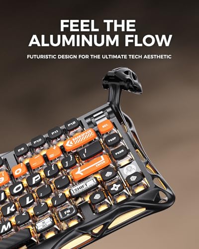GravaStar Mercury K1 Pro Gaming Tastatur Kabellos, Aluminiumlegierung, 75% Layout Custom Mechanische Tastatur,Langlebiges Design mit Einzigartiger Ästhetik- CyberFlare Bild 4