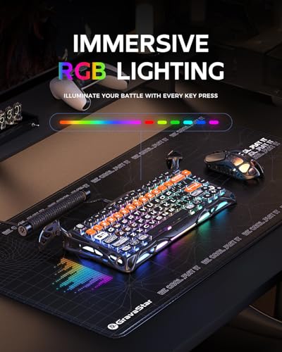 GravaStar Mercury K1 Pro Gaming Tastatur Kabellos, Aluminiumlegierung, 75% Layout Custom Mechanische Tastatur,Langlebiges Design mit Einzigartiger Ästhetik- CyberFlare Bild 5