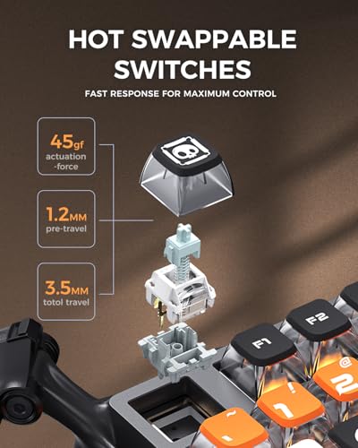 GravaStar Mercury K1 Pro Gaming Tastatur Kabellos, Aluminiumlegierung, 75% Layout Custom Mechanische Tastatur,Langlebiges Design mit Einzigartiger Ästhetik- CyberFlare Bild 6