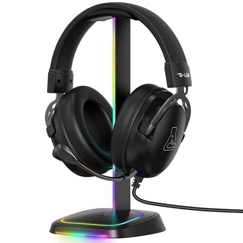THE G-LAB - K-Stand Néon RGB – Headset Halterung mit LED-Beleuchtung | RGB Kopfhörerhalter mit ON/Off-Taste und Farbauswahl | Gaming Zubehör für Schreibtisch Gamer Bild 1