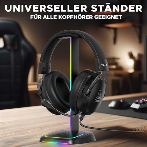 THE G-LAB - K-Stand Néon RGB – Headset Halterung mit LED-Beleuchtung | RGB Kopfhörerhalter mit ON/Off-Taste und Farbauswahl | Gaming Zubehör für Schreibtisch Gamer Bild 2