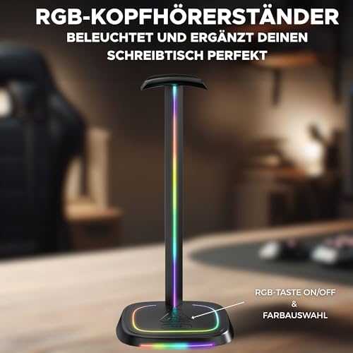 THE G-LAB - K-Stand Néon RGB – Headset Halterung mit LED-Beleuchtung | RGB Kopfhörerhalter mit ON/Off-Taste und Farbauswahl | Gaming Zubehör für Schreibtisch Gamer Bild 3