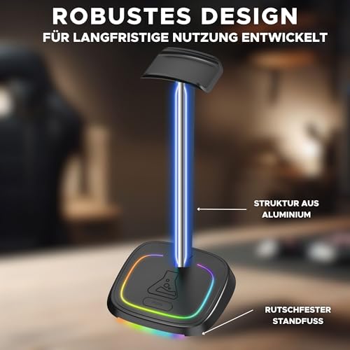 THE G-LAB - K-Stand Néon RGB – Headset Halterung mit LED-Beleuchtung | RGB Kopfhörerhalter mit ON/Off-Taste und Farbauswahl | Gaming Zubehör für Schreibtisch Gamer Bild 4