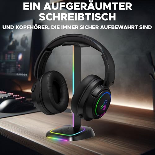 THE G-LAB - K-Stand Néon RGB – Headset Halterung mit LED-Beleuchtung | RGB Kopfhörerhalter mit ON/Off-Taste und Farbauswahl | Gaming Zubehör für Schreibtisch Gamer Bild 5