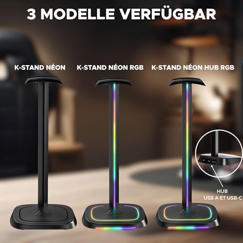 THE G-LAB - K-Stand Néon RGB – Headset Halterung mit LED-Beleuchtung | RGB Kopfhörerhalter mit ON/Off-Taste und Farbauswahl | Gaming Zubehör für Schreibtisch Gamer Bild 6