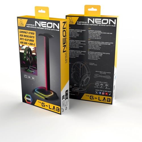 THE G-LAB - K-Stand Néon RGB – Headset Halterung mit LED-Beleuchtung | RGB Kopfhörerhalter mit ON/Off-Taste und Farbauswahl | Gaming Zubehör für Schreibtisch Gamer Bild 7