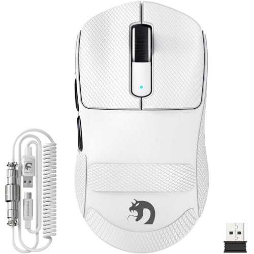 MAMBASNAKE M3 39g SUPERLEICHTE Kabellose Gaming-Maus mit Spiralkabel, PixArt PAW3395PRO-Sensor, Bis zu 40000DPI, BT/2,4G Kabellos/Kabelgebunden, 100Mio. Klicks Mikroschalter, für PC/Xbox/PS/Mac (Weiß) Bild 1