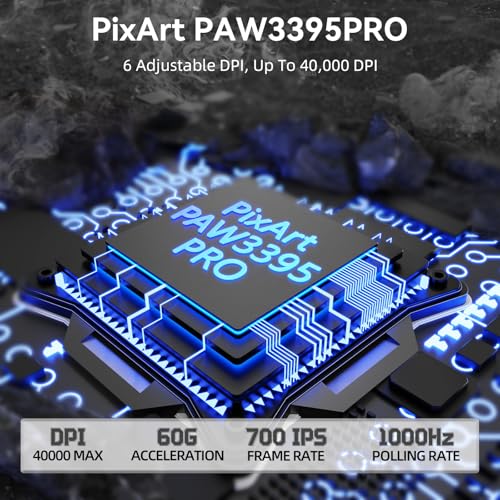 MAMBASNAKE M3 39g SUPERLEICHTE Kabellose Gaming-Maus mit Spiralkabel, PixArt PAW3395PRO-Sensor, Bis zu 40000DPI, BT/2,4G Kabellos/Kabelgebunden, 100Mio. Klicks Mikroschalter, für PC/Xbox/PS/Mac (Weiß) Bild 4
