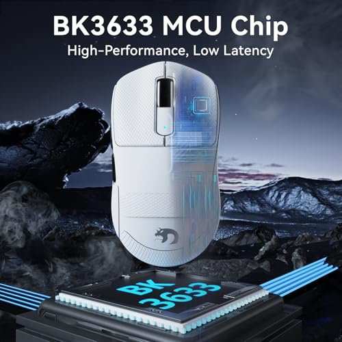 MAMBASNAKE M3 39g SUPERLEICHTE Kabellose Gaming-Maus mit Spiralkabel, PixArt PAW3395PRO-Sensor, Bis zu 40000DPI, BT/2,4G Kabellos/Kabelgebunden, 100Mio. Klicks Mikroschalter, für PC/Xbox/PS/Mac (Weiß) Bild 6