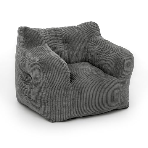 Pamapic Sitzsack, Sitzsack Erwachsene mit Füllung, Bean Bag Chair mit Tragbarem Griff, Modernes Ergonomisches Bean Bag, Indoor Sitzsäcke Stuhl für Wohnzimmer, Schlafzimmer, Spielzimmer, Grau Bild 1