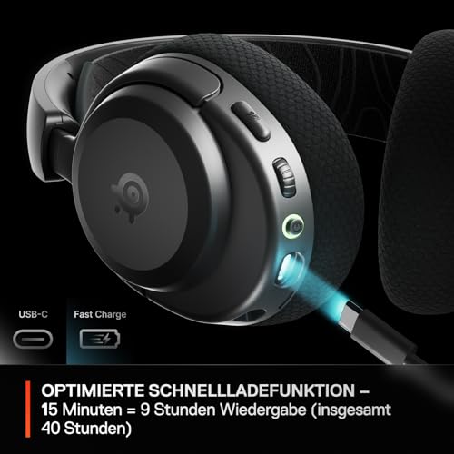 SteelSeries Arctis Nova 3X Wireless Gaming-Headset – App-Steuerung – 40 Std. Akku – Neodym-Magnet-Treiber – 2,4 GHz/Bluetooth – Abnehmbares Mikrofon – Xbox, PS5, PC, Switch, Mobilgeräte - Schwarz Bild 4
