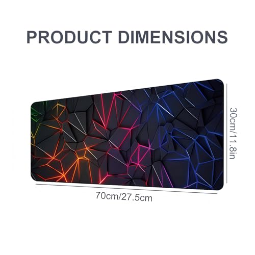 3D-Illusion, geometrisches großes Mauspad, 70 x 30 cm, mit geometrischem Design, multifunktionale Schreibtischunterlage für Büro und Gaming Bild 2