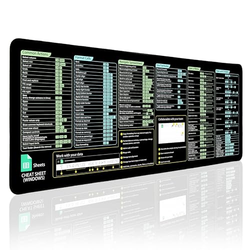 Mauspad mit Google Tabellen Mouse Pad for Google Sheets Shortcuts (Windows), Großes Mauspad mit Tastenkürzeln, Gaming-Unterlage für Maus & Tastatur, Hd-Druck, Verstärkte Nähte, Waschbar, Rutschfest Bild 1