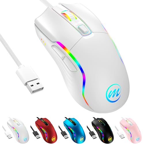 memzuoix Gaming Maus mit Kabel und LED-Lichtern – 12.800 DPI einstellbar, 6 Tasten, 12 RGB-Modi, Ergonomisches Rutschfestes Scrollrad – Kompatibel mit Windows/Mac Bild 1