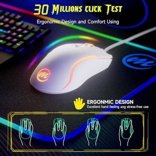 memzuoix Gaming Maus mit Kabel und LED-Lichtern – 12.800 DPI einstellbar, 6 Tasten, 12 RGB-Modi, Ergonomisches Rutschfestes Scrollrad – Kompatibel mit Windows/Mac Bild 6