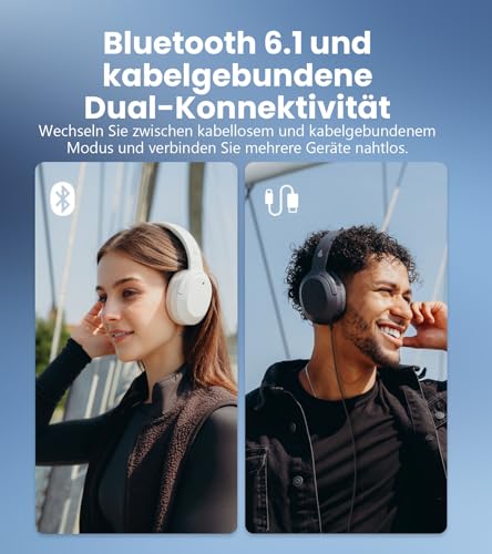 Edifier W820NB Plus Gen 2 Faltbarer Bluetooth V6.1 Over-Ear-Kopfhörer mit -49 dB Geräuschunterdrückung, kabellos und kabelgebunden, Hi-Res-Audio, 88 Stunden Spielzeit, räumlicher Klang (Dunkelgrau) Bild 4
