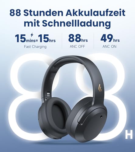 Edifier W820NB Plus Gen 2 Faltbarer Bluetooth V6.1 Over-Ear-Kopfhörer mit -49 dB Geräuschunterdrückung, kabellos und kabelgebunden, Hi-Res-Audio, 88 Stunden Spielzeit, räumlicher Klang (Dunkelgrau) Bild 5