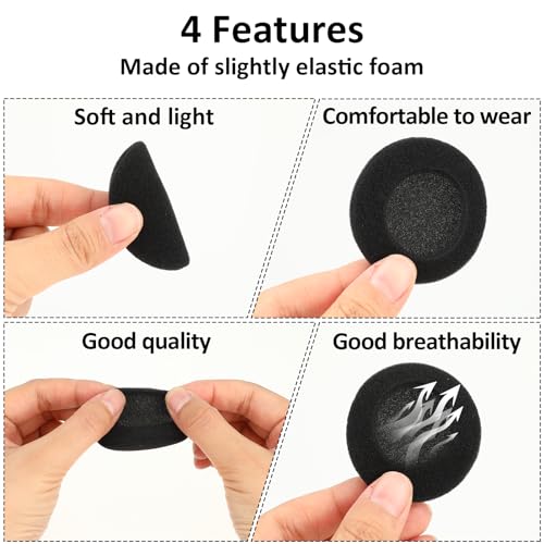6 Stück Kopfhörer Ohrpolster Schaumstoff Polster 51mm Schwarz Earpads Ersatz Kopfhörer Ohrpolster Schaum Ohrkissen Schaumschwamm Kopfhörerpolster Earpads Audio Kopfhorer Bild 5