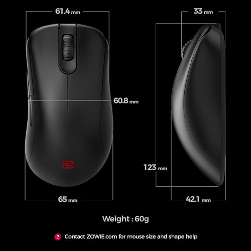 BenQ Zowie EC2-DW Kabellose 4K-Maus für E-Sport, Sportwissenschaft, optimierter 4K-Empfänger, 60 g, asymmetrisch, treiberlos, 3950 Sensor, 4K-Abrufrate Bild 2